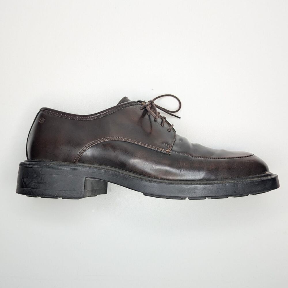 Skechers vintage Y2K brown leather oxfords lace up chunky sole men's size 10